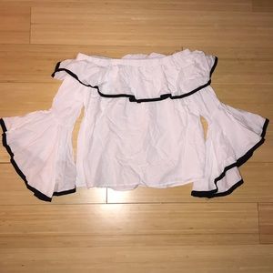 White Ruffle Off The Shoulder Top